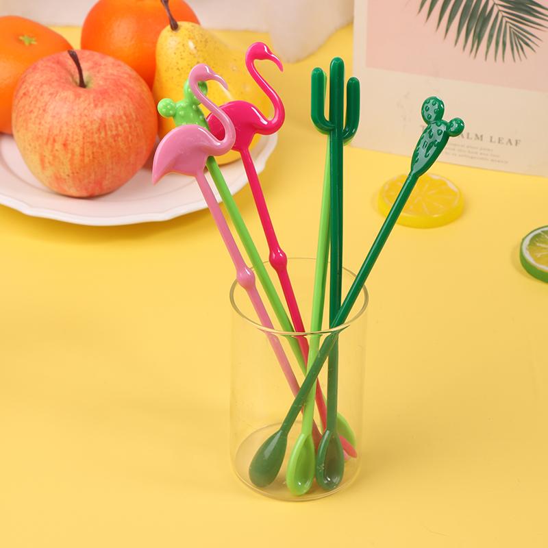 6 Stücke Kunststoff Cocktail Muddler Trinken Wein Decor Cocktail Swizzle Sticks Feigenkaktus Flamingo Wein Rührer Kaffee Puddler