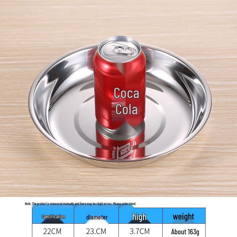 Qianxing 304 Stainless Steel Round Dinner Plates, 22cm (5-Pack)