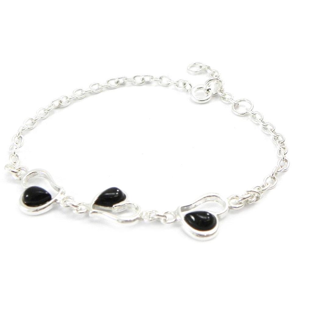 

Les Trésors De Lily [I2619] - Серебряный браслет Heart Jet Black Goddess - 10 мм