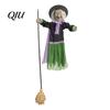 Halloween Witch Party Supplies Animated Decoration, Sound Activated Lighted Haunted House Prop, Long-lasting Decoration Creepy Flying with Broom