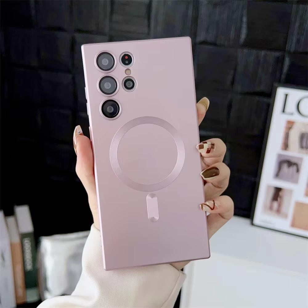 Luxury For Magsafe Magnetic Case For Samsung Galaxy A57 5G A56 A55 A54 A37 A36 A35 A37 A17 A16 A15 A14 A07 A06 A05S Soft Covers Galaxy A55 5G розовый