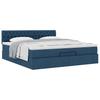 Ottoman Bed with Mattress Blue 160x200 Cm Fabric