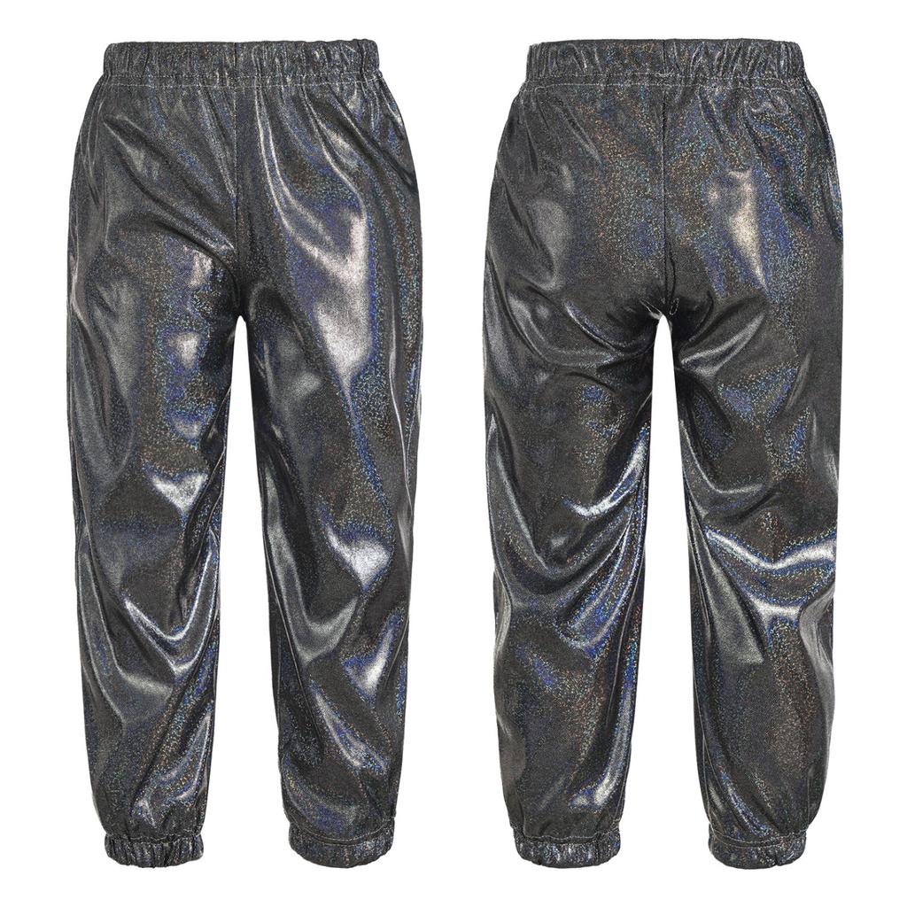 Crianças Meninas Meninos Calças Metálicas Brilhantes Calças Brilhantes Crianças Jazz Dança Palco Performance Traje
