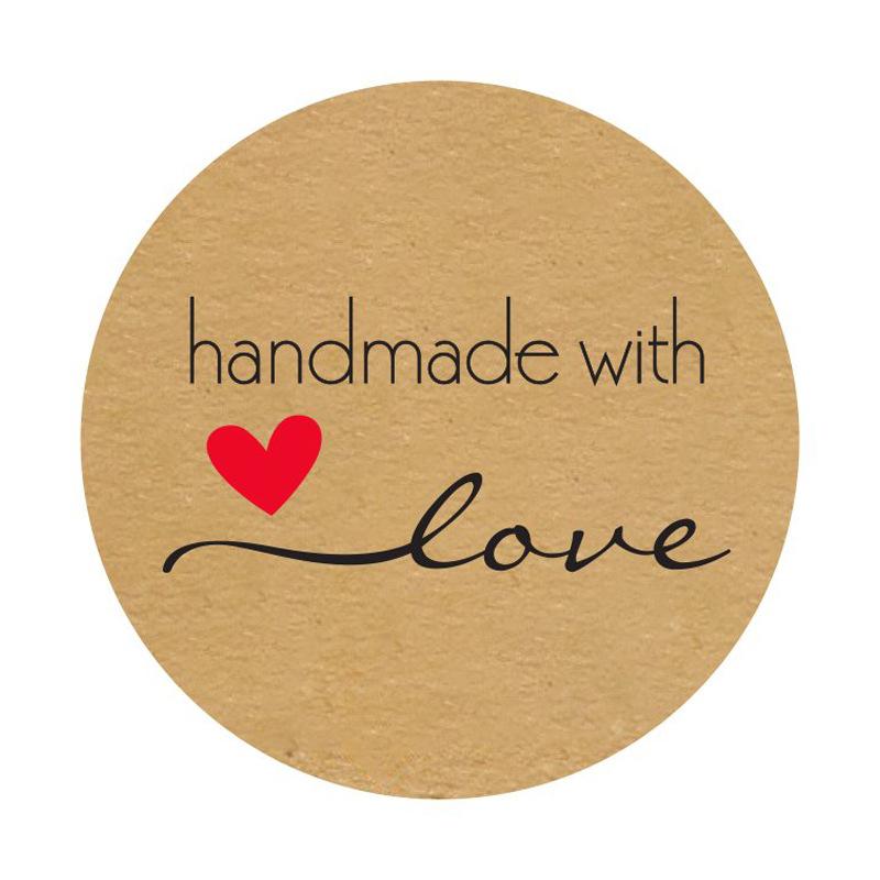 50-500Pcs Kraft Paper Homemade With Love Stickers Scrapbooking For Envelope And Package Seal Labels Sticker Stationery Handmade