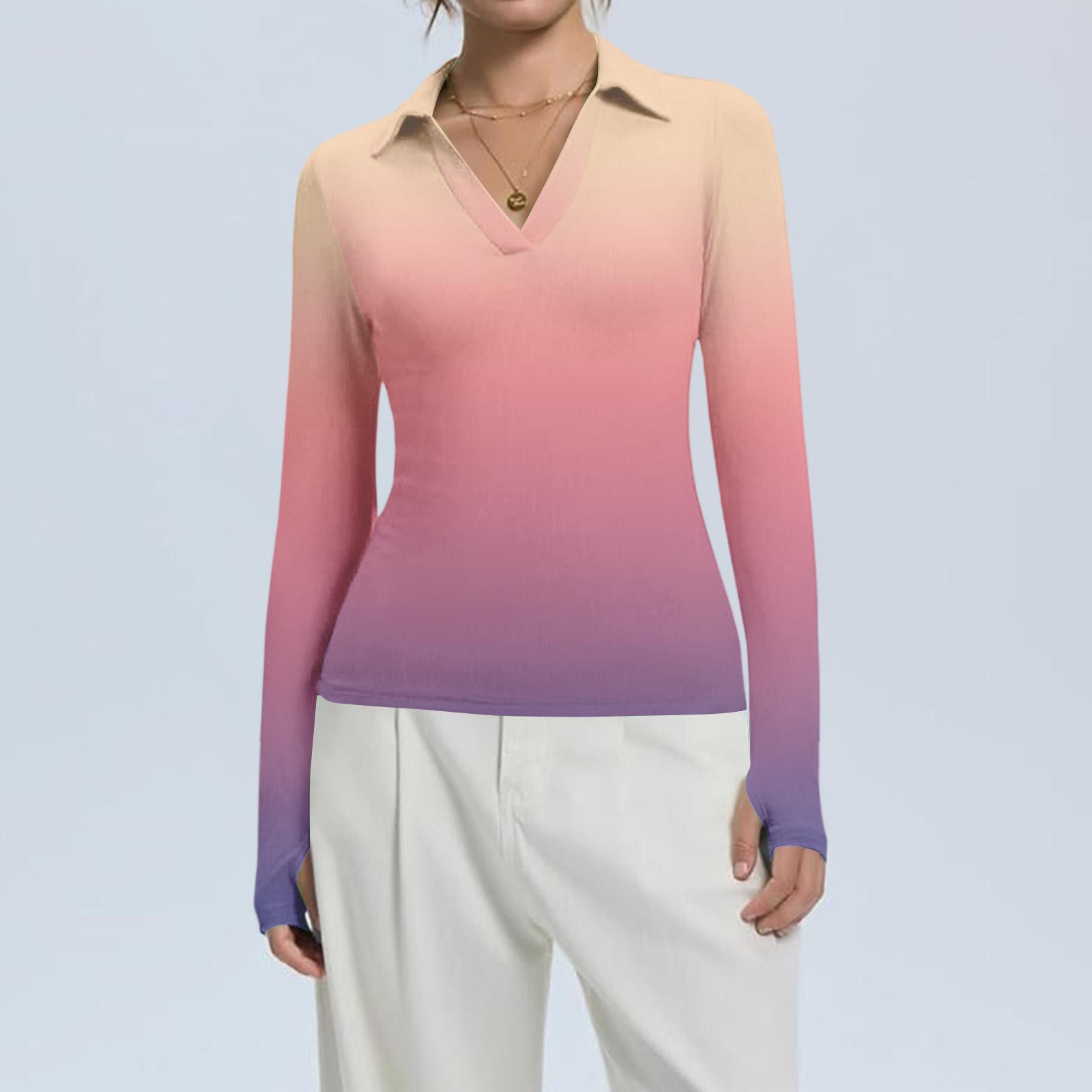 

Женская Мода Повседневный Принт V-образный Вырез Длинный Рукав Застежка на Пуговицы Топ M