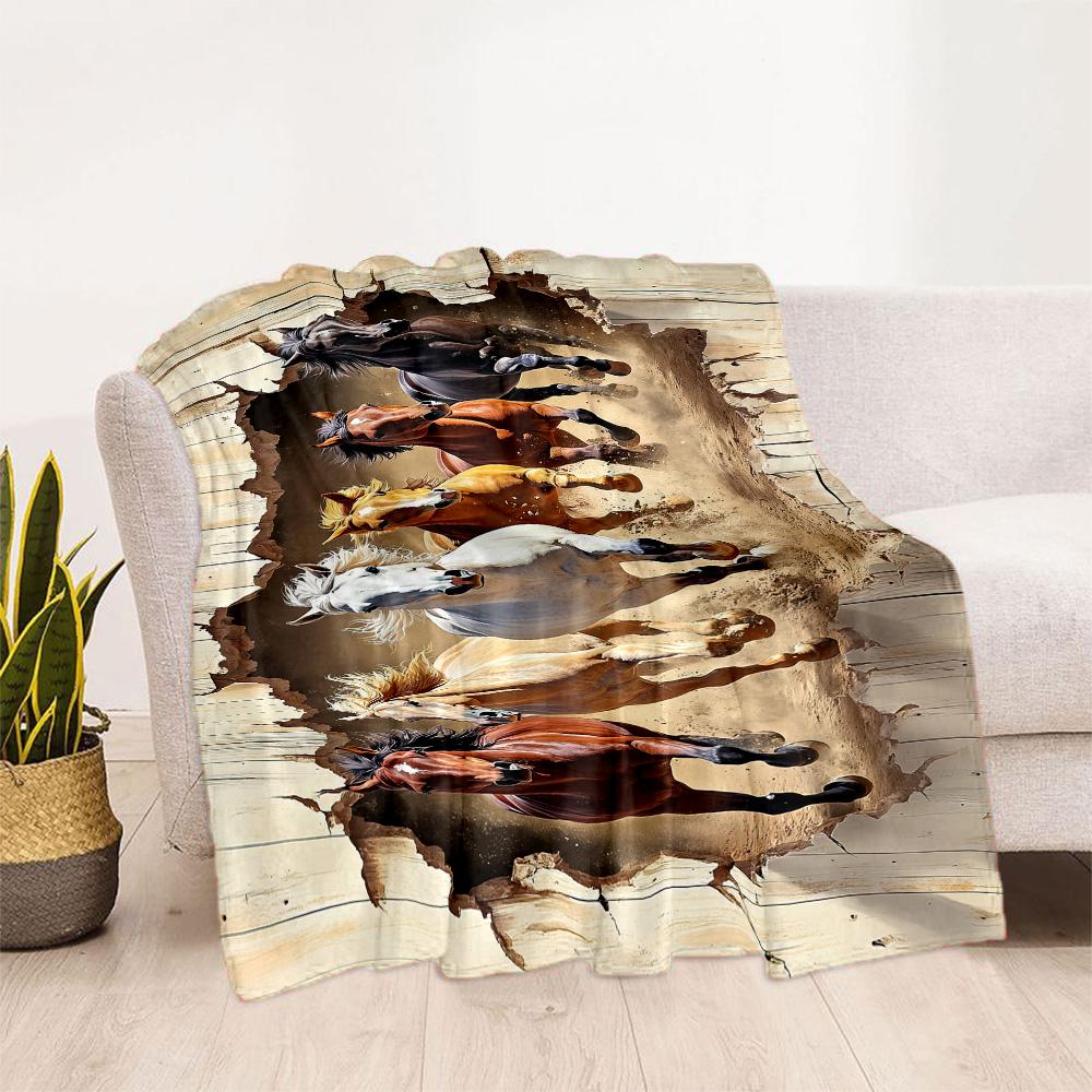 Horse Blanket Durable Comfort Great for Livingroom Couch Picnics for All Occasions Playful Design Suitable for Gifting Relatives and Friends