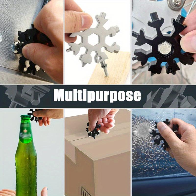18-in-1 Schneeflocken-Schraubenschlüssel aus Edelstahl Multi-Tool Beliebt tragbar Stahl Kreativ Outdoor Fahrradreparaturwerkzeug Eine Flasche öffnen