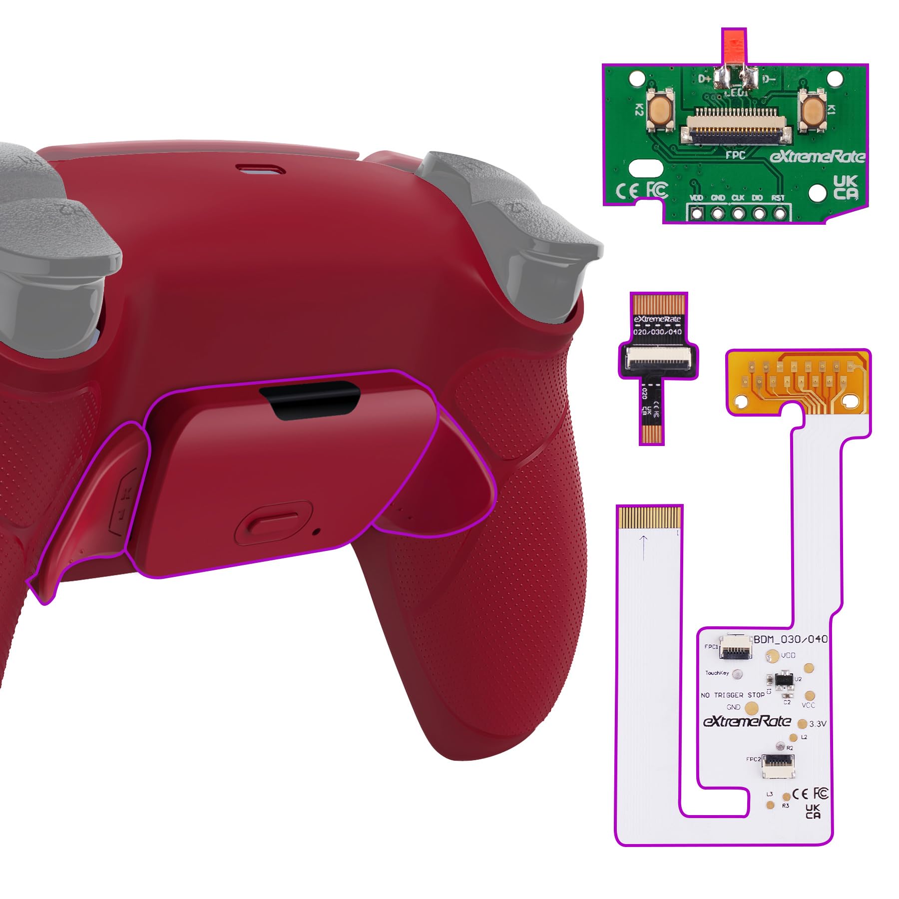 

eXtremeRate Pure Color RISE V3 Remap Kit with Program Back Paddle Plastic Rubber for Compatible with PS5 Controller Compatible with PS5 Controller