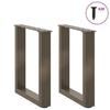 VidaXL Coffee Table Legs U-Shape 2 Pcs Natural Steel 38 X (42-43) Cm Steel 4013155