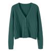 Women's Fashion Long-Sleeve V-Neck Lightweight Knit Sweater Solid Color Outerwear Top