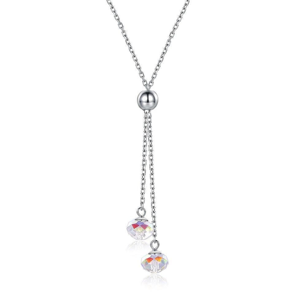 

Rockyu brand jewelry - Popular necklace for women, sterling silver (925), pendant, tassel, crystal, Asian ethnic style.