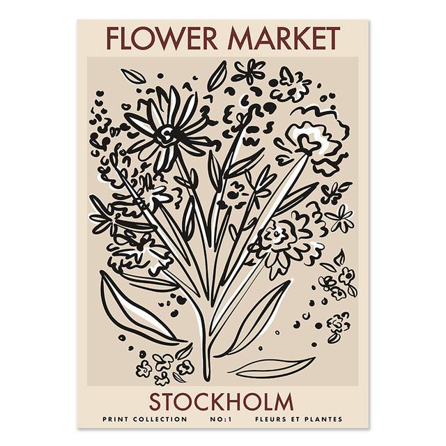 Słonecznik Tulipan Plakaty i Druki Rynek Kwiatowy Abstrakcyjne Malarstwo na Płótnie Nordycki Minimalistyczny Obraz Sztuki Ściennej Salon Dekoracja Domu