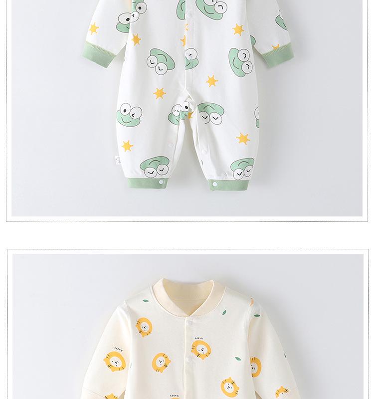 Infant & Toddler Long Sleeve Cotton Romper - Unisex Cartoon Print for Autumn/Winter
