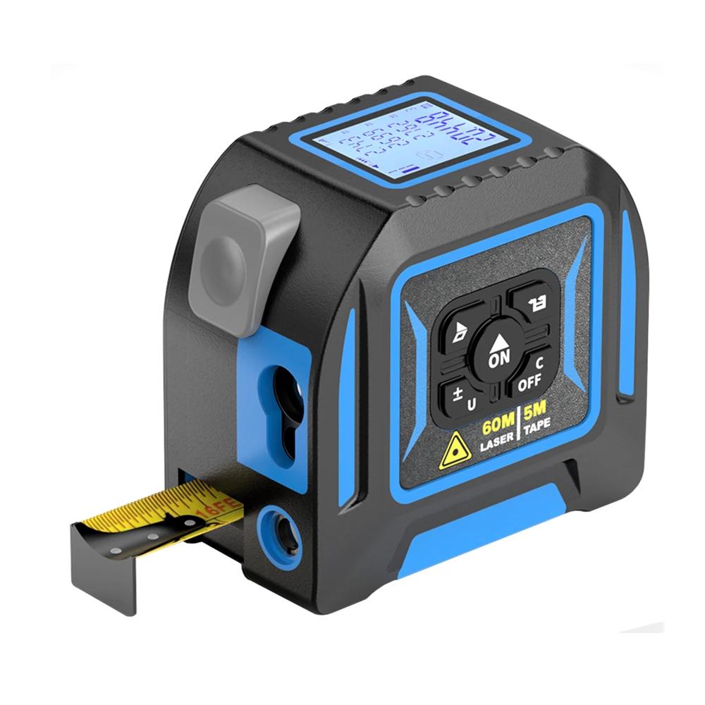 

Лазерный дальномер 5 м Рулетка Линейка ЖК-подсветка Измеритель расстояния Инструмент для строительных измерений 40m синий