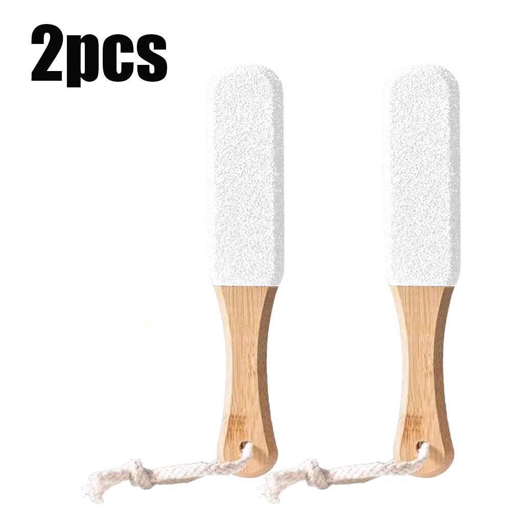 Bamboo Handle Foot File 360° Natural Pumice Stone Exfoliator Professional Pedicure Tool for Callus Removal Dead Skin Foot Scrubb