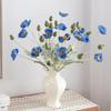 Flocked Poppy Silk Flower - 4-Head Single Stem for Wedding & Home Décor Vase