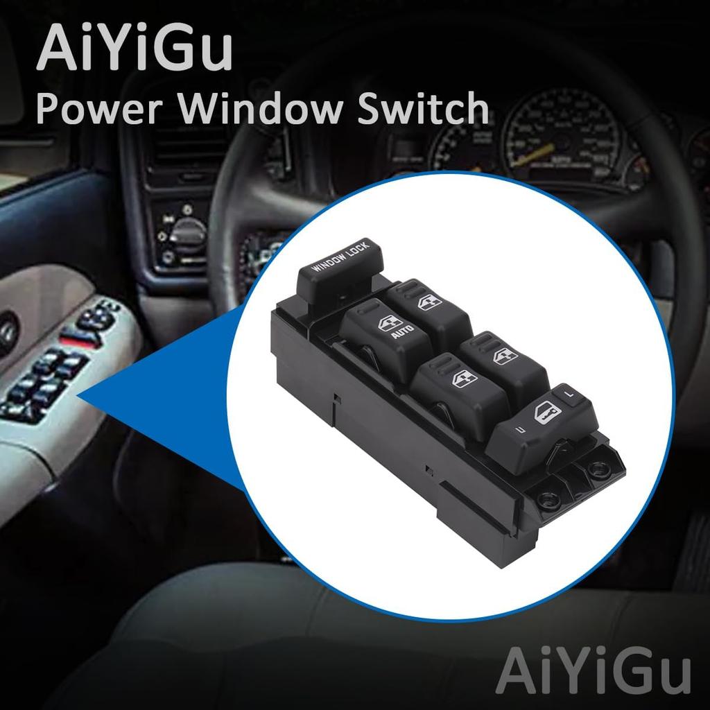 Fensterheberschalter Bedienknopf Fahrerseite Kompatibel mit 2000-2002 Chevrolet Chevy Tahoe Silverado Suburban Avalanche GMC Yukon Sierra 1500