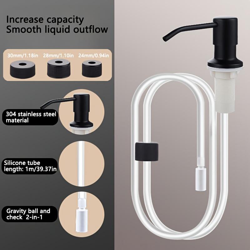 1 Set of Kitchen Sink Liquid Soap Dispenser, Extended Tube with Stainless Steel Push Head,soft Hose-equipped Soap Bottle Accessory,sink Detergent Pump