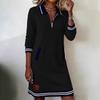 Autumn 2025 Women's Color Block Lapel Zipper Pocket Dress