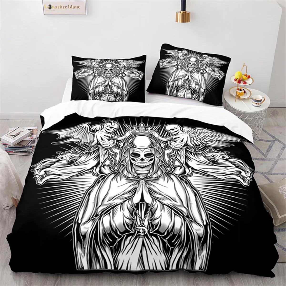 

Sugar Skul Rose Soft Duvet Cover Gothic Spoky Skeleton Skul Soft Duvet Cover Hor Theme Floral for Ten Adult People for Bedrom Decoration 100*200cm Single