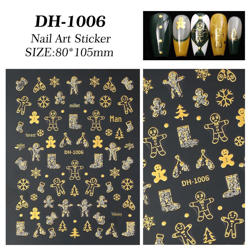Glitter Snowman Christmas Nail Stickers - Flat Back Adhesive for DIY Nail Art
