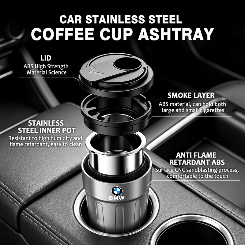 MXUI1 Universal Portable Car Stainless Steel Ashtray Cup Holder For BMW M 1 3 4 5 6 7 Series M3 M6 F01 F02E34 E36 E70 F10 X6 X1