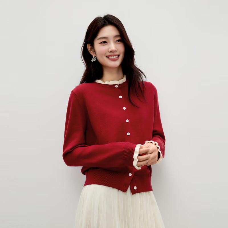 

Women s Retro Lace Trim Knit Cardigan S