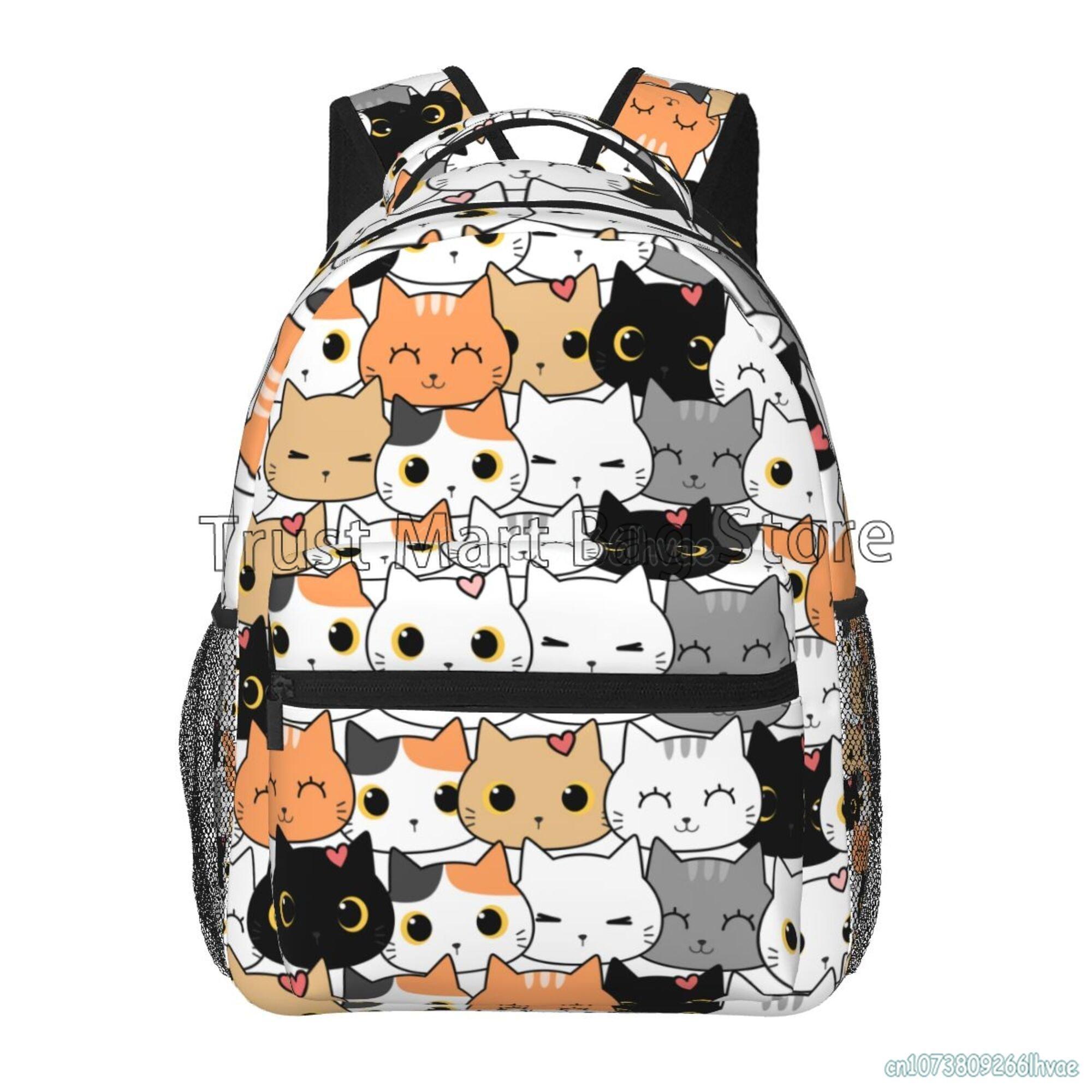

Anime Neko Atsume Women Backpack Cartoon Mochila for Girls Boys Travel Rucksack Cute Cat Printing Shoulder Bag for Teenages