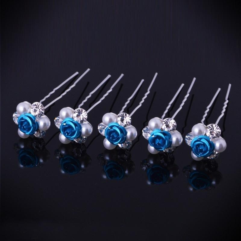 10 sztuk kryształ perłowy kwiat ślubny dla nowożeńców spinki do włosów spinki do włosów Party Dance biżuteria akcesoria