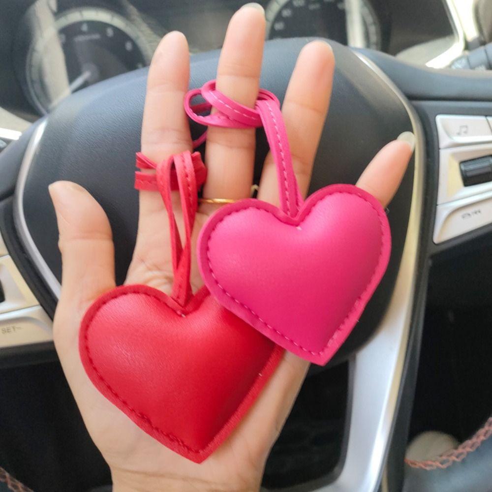 Car Keyring Heart Keychain PU Leather Bag Pendant Multi-color PU Leather Hanger  Women