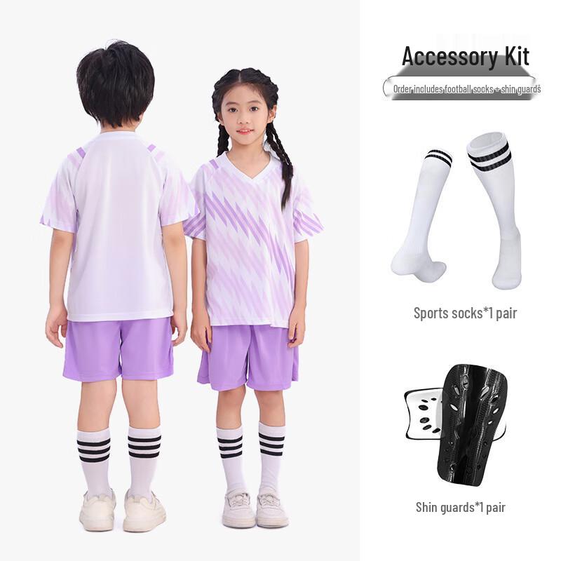 Kids' Short Sleeve Soccer Jersey Set with Socks & Shin Guards