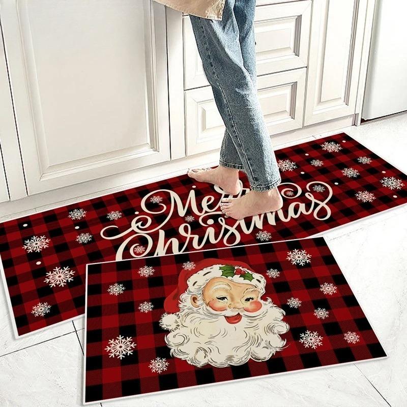 Christmas Floor Mat Funny Anti Slip Carpet for Kitchen Bedroom Living Room Kids Door Mats Holiday Party Home Rug Decor