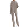 Women's 2024 Autumn V-Neck Rib-Knit Set with Casual Straight-Leg Pants In Macaron Colors
