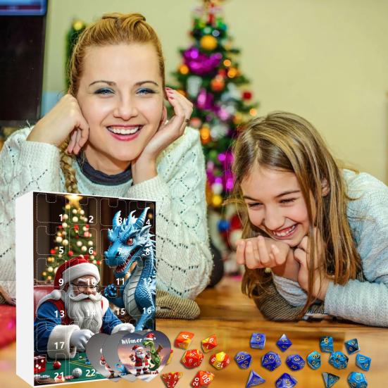 DND Dice Set Advent Calendar 2024 24-Day Countdown to Christmas Acrylic Polyhedral