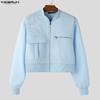 INCERUN Spring Men Zip-up Long Sleeve Casual Loose Short Jackets Coats