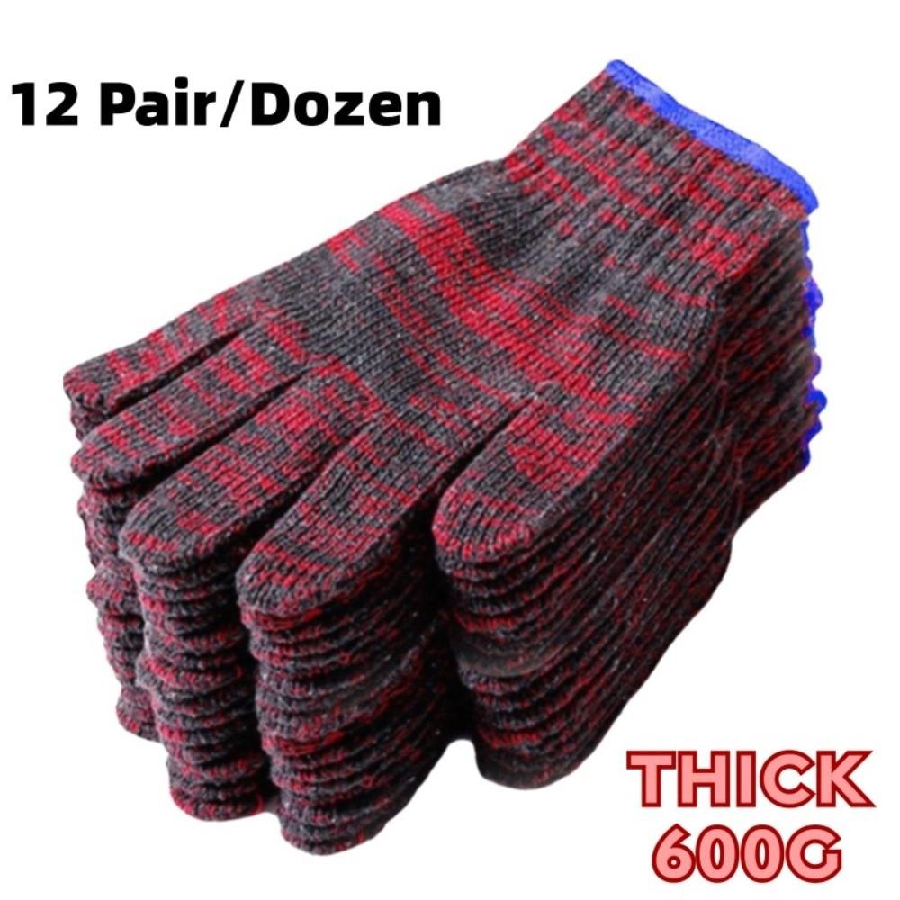 

12 пар 600/800/1000 г Хлопковые перчатки Противоскользящие вязаные перчатки для рук Утолщенные рабочие перчатки Садоводство 600g