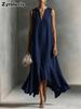 New Fashion Deep V Neck Sleeveless Slim Fit A-Line Dress with Irregular Hem