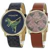 Coach Pair Watches for Men and Women, Leather Strap, Rexy Dinosaur Design, 1460267214604284 [Parallel Import]