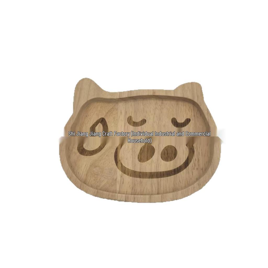 Solid Wood Piggy-Shaped Key and Coin Tray for Entryway