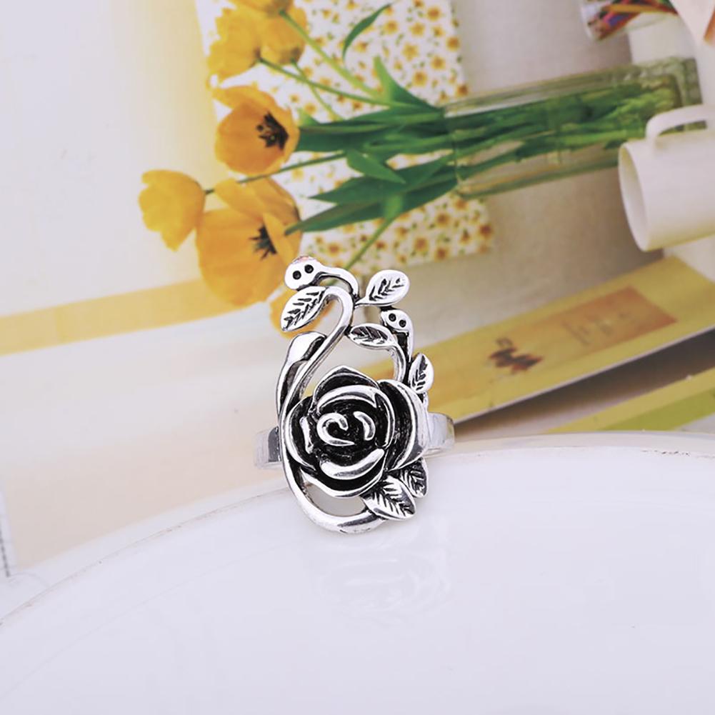 Gothic Women's Rose Flower Vine Alloy Enamel Finger Ring Cosplay Jewelry Gift