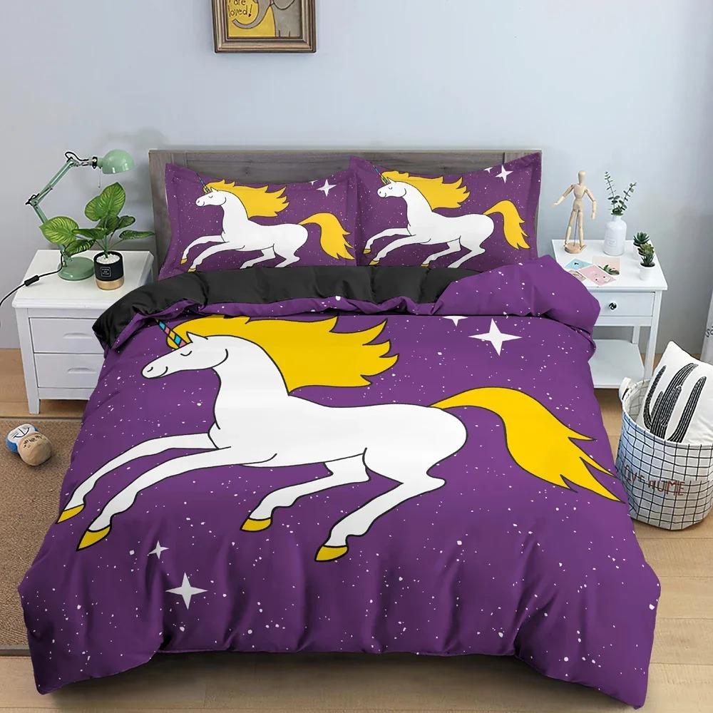 3D Cartoon Unicorn Duvet Cover Set For Kid's Bedroom King Twin Bedding Set Luxury Cozy QuiltComforter Covers Home Decor