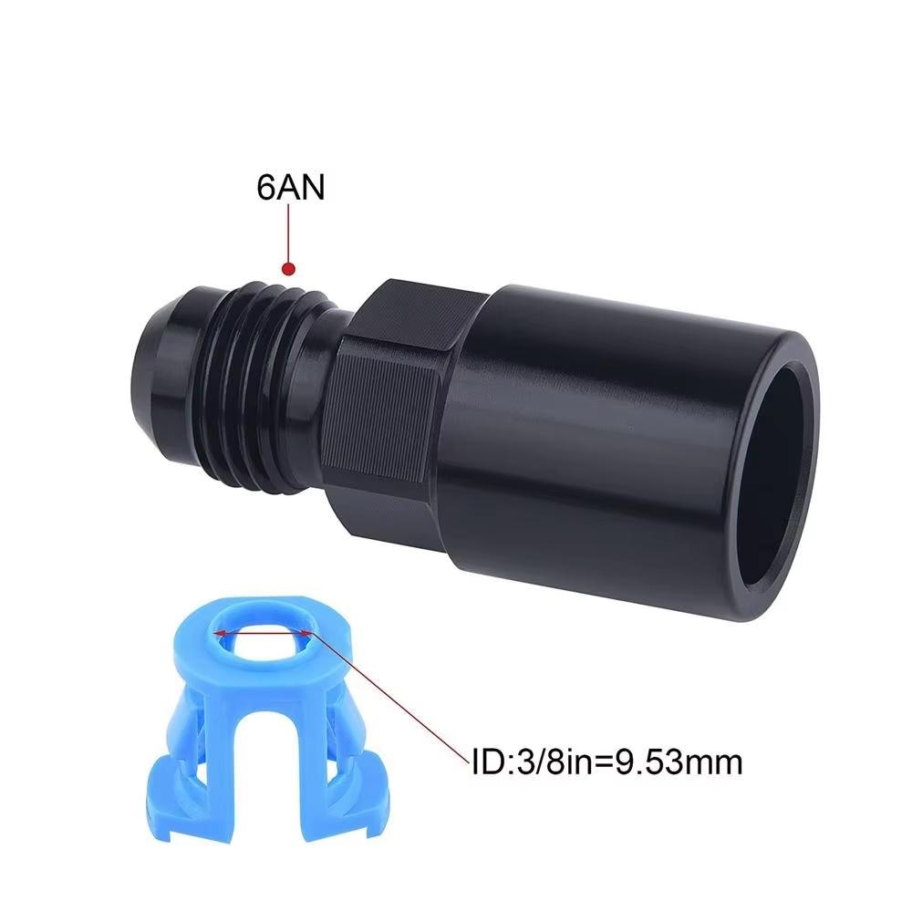 6AN 8AN Male To 3/8" SAE Quick Disconnect Male Push On EFI Fitting Adapter Aluminum Black TF-1041