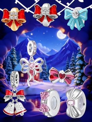 Miedziany Ciepły Dzwonek Kokardka Wigilia Festiwal Prezent Zawieszka Koralik Pasuje Do Bransoletki Bangle DIY Biżuteria Wysokiej Jakości