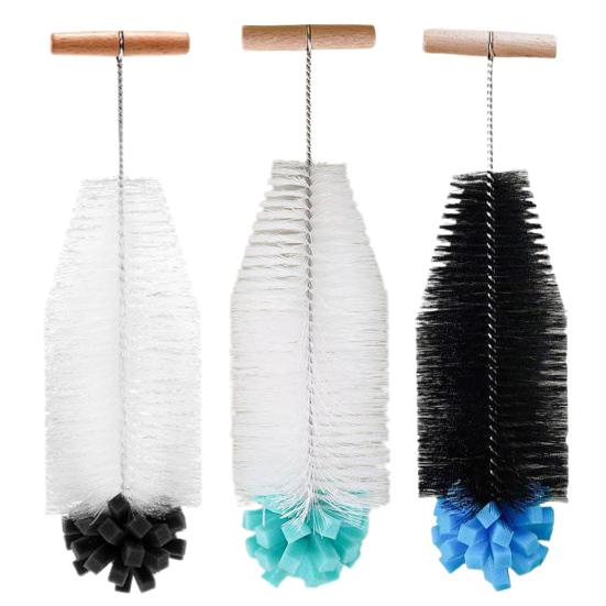 Bottle Brush with Bamboo Handle Food-Grade Nylon Hard Bristles Deep Cleaning Brush for Glass Bottles Cups Kettles