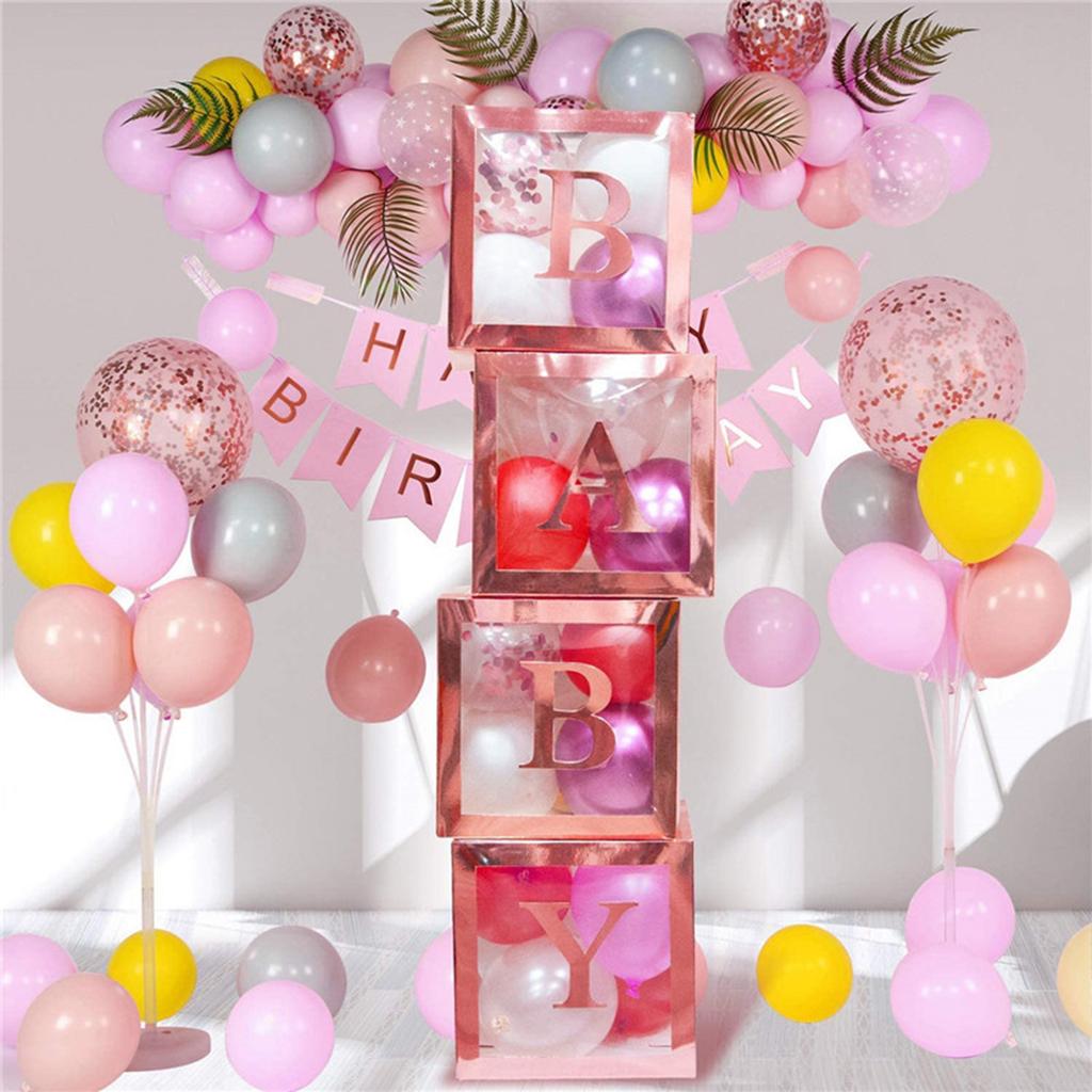 Baby Boxes with Letters 4pcs Love Boxes for Gender Reveal Birthday Wedding Baby Shower Decorations Kid Boys Girls Gift
