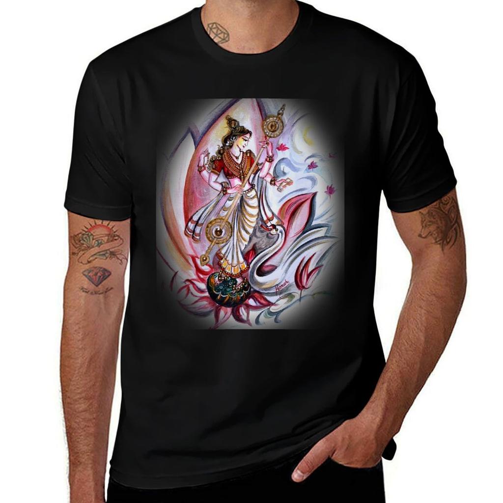 Musical Goddess Saraswati Healing Art Tshirt Industrial Work Tee Shirt