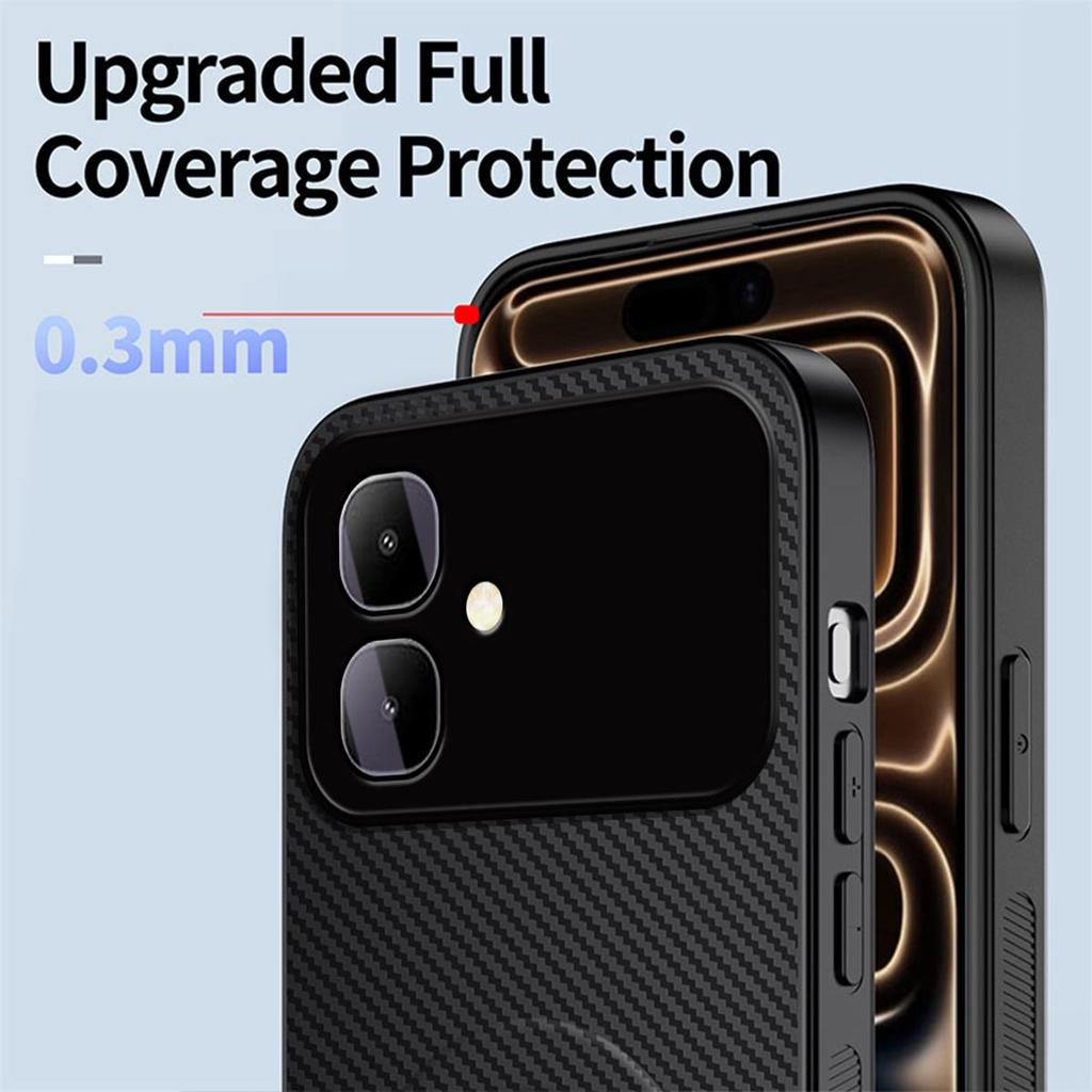 Carbon Fiber Texture TPU Phone Case for infinix SMART 20 Multi‑Angle Kickstand Soft Protective Cover