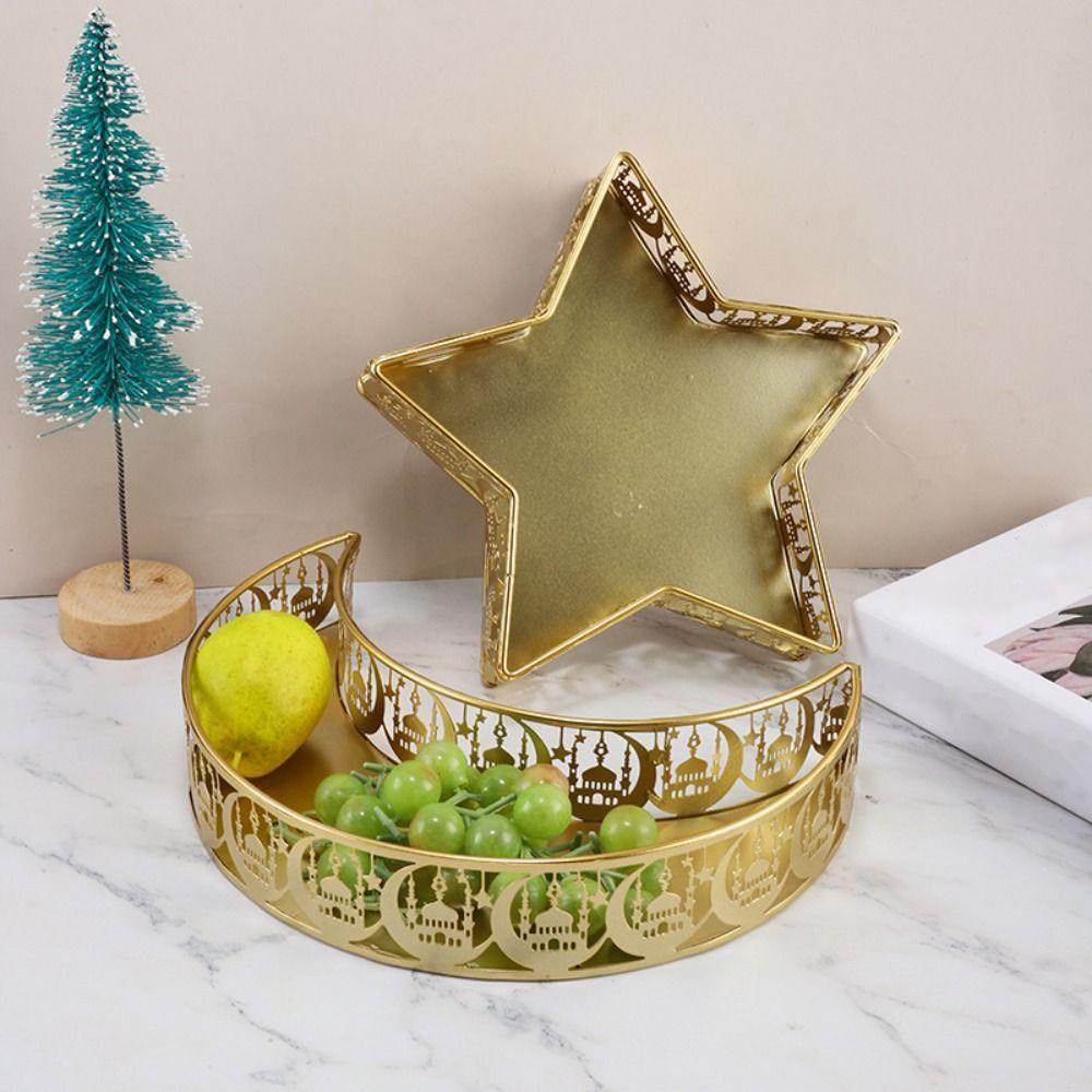 Gold Color Dessert Tray Moon Star Shaped Food Storage Container Fashion Dinner Plate  Table Decor