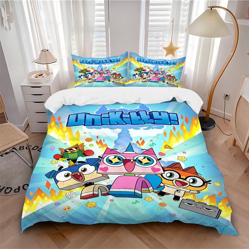 

3pc Unikitty Characters Bedding Set Guest Room Bedroom Decor Christmas Halloween Decor Gifts- All Seasons (No Insert)a1013172 135x200cm