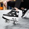 Kids Roller Skates Shoes 6-15 Years Old Four-wheel Deformation Can Walk Can Skate Skates Girl Runaway Shoes